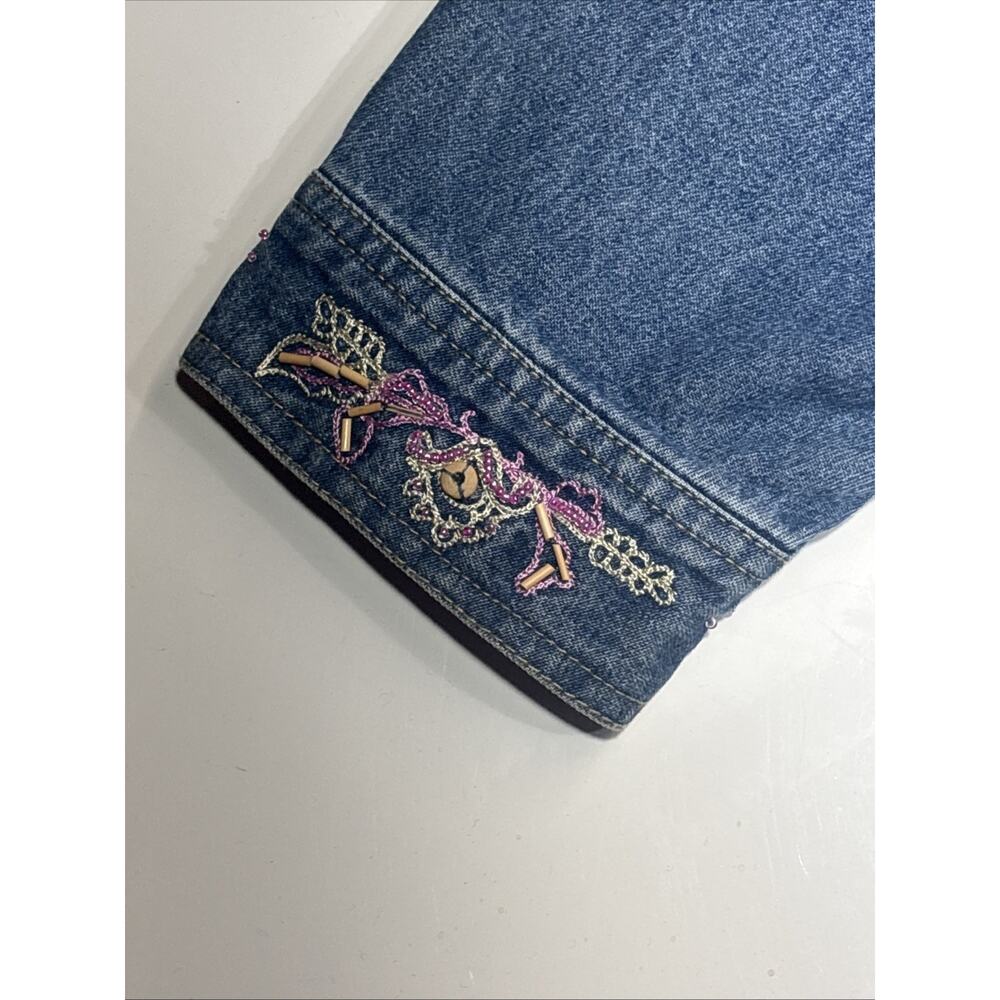Vtg Womens Denim & Co Jean Jacket Sz 2X Floral Embroidered Light Weight - Picture 9 of 16
